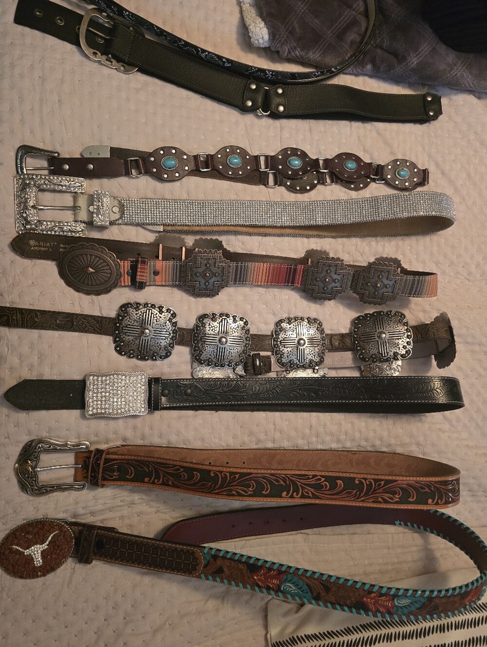 Western-Style Womens Leather Belt with Turquoise Accents And Other Misc.